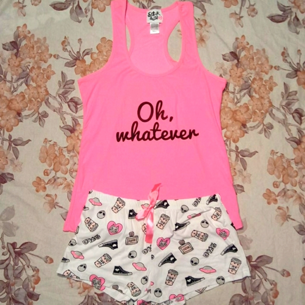 Brand New Women's 2-Piece Pajama Set | "Oh, Whatever" Pink Tank & Matching Short